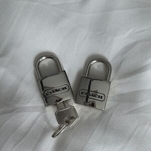 Coach Metallic Silver Padlock Duo
